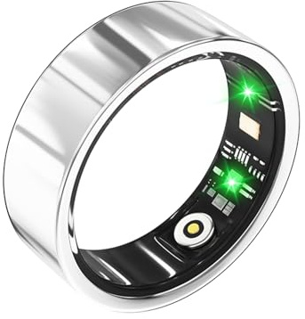 Bague intelligente IP68 pour homme et femme avec moniteur de fréquence cardiaque, de pression artérielle, d'oxygène, étanche, compteur de calories, compteur de pas, anneau de santé, argent #11