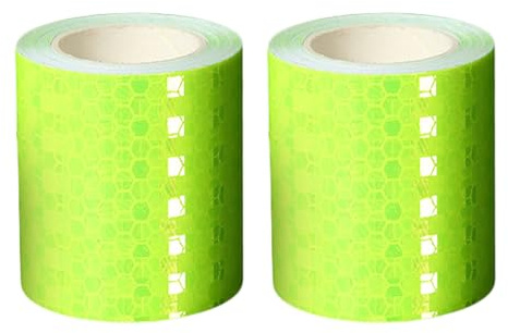 YMWALK Reflective Tape, 2 Rolls 5cm × 3 Meter Waterproof Reflector Tape Self-Adhesive High Visibility Warning Stickers for Trucks Cars Trailers Bikes Helmets Baby Strollers(Green)