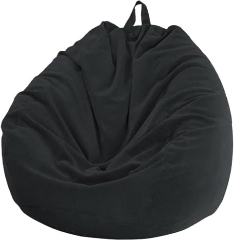 Highdi Pouf Salon pour Adulte 100 x 120 cm（sans Remplissage）- Velours Côtelé Housse de Pouf pour Intérieur et Extérieur, Noir Kids Bean Bag Cover pour Salon