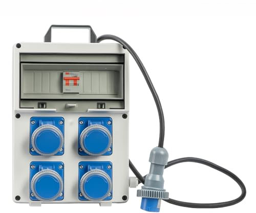 Tableau de chantier IP67, fabriqué en Italie, robuste, sûr et certifié, tableau de chantier avec prises industrielles fiables et protection IP67 - tableau électrique portable avec différentiel