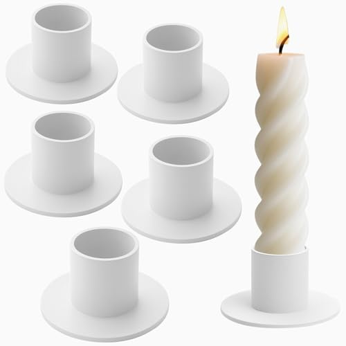 6 Piezas Candelabros de Metal, Vintage Candelabros para Velas, Candle Holder, Portavelas de Pilar para Ccentros de Mesa Decoracion, Comedor y Dormitorio (Blanco)