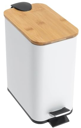 Candygou Cubo de basura de cocina con tapa, cubo de basura con tapa cerrada, cubo de basura, cubo de basura para cosméticos, sistema de separación de basura, reciclaje, negro/blanco
