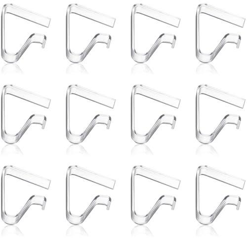 Nogeqi 12 Stück Tischklammern Kunststoff Transparente Tischdeckenklammern, Tischtuchklammern Für 1,7-3,5cm Dicke Tabelle Weihnachten Gartentische Zuhause Hochzeitsfeier Außentische Camping