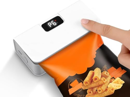 Mini Sigillatore per Sacchetti Ricaricabile con LED, 6 Livelli di Temperatura Regolabili Termosigillatrice Portatile per Plastica, Sigilla Sacchetti con Taglierina e Base Magnetica, Accessori Cucina