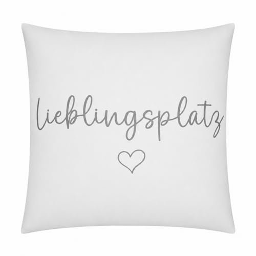 Outdoor Kissen 45x45 cm Wasserabweisend & Wetterfest – Inkl. 370g Füllung & Reißverschluss – Schmutzabweisendes Deko Gartenkissen Lounge Kissen für Balkon & Terrasse (Lieblingsplatz_Weiß)