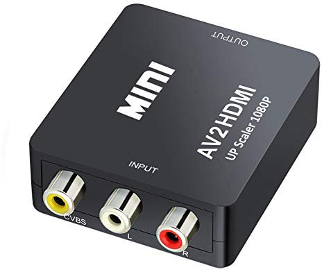 QGECEN Mini AV RCA CVBS vers HDMI Vidéo Audio Convertisseurs Adaptateur Support 720 1080P pour Caméra, Xbox 360, PS1, PS2, WII, N64, Gamecube, Snes, NES, PSP, Lecteur DVD, VHS
