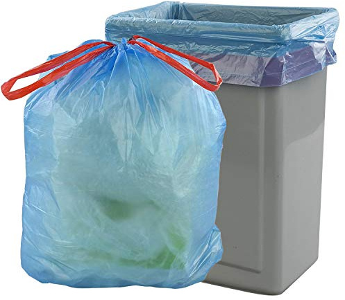 Yarebest 50L Drawstring Bin Liner, Large Blue Trash Bin Bags 50l, 110 Bags