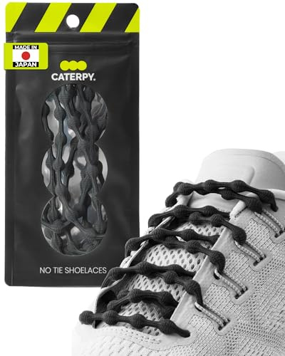 Caterpy RUN - Ultimate No Tie Shoelaces for Adults & Kids - Versatile & Easy-to-Use Shoe Laces - Jaguar Black, XL, Single Pack