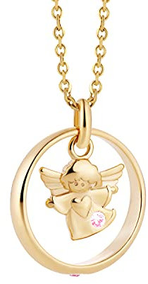 fish Goldene Schutzengel Halskette Mit Rosa Kristall 333 Gold Für Mädchen Und Babys