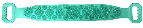 SILVANO Cepillo de Ducha para Espalda - Cinta de Goma Exfoliante - Incluye Asas en los Extremos - Superficies con Relieves - Largo de 75 cm - Ideal para Limpieza Profunda - Color Turquesa