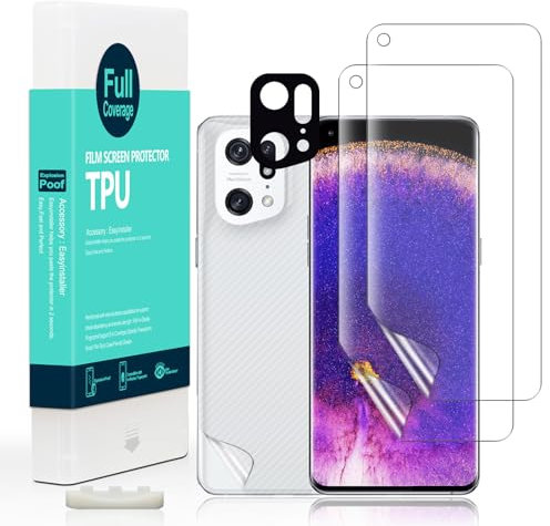 Ibywind 2 Pcs Screen Protector For Oppo Find X5 Pro 5G 6.7,Flexible TPU Film,With 1Pc Camera Lens Protector,1Pc Back Film,Bubble Free,Easy To Install