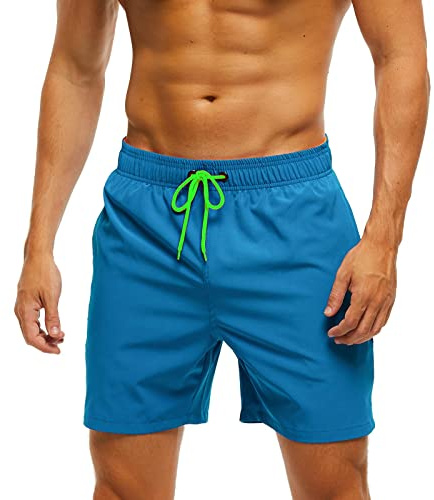 EDOTON Maillot de Bain Homme avec Poche Zippée Short de Bain Imperméable à Séchage Rapide Short de Bain avec Cordon de Serrage Réglable