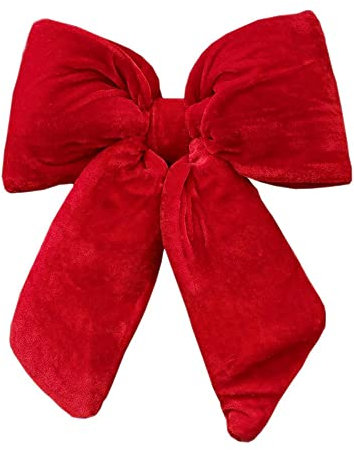 Fiocco Natalizio in Velluto Rosso 28 cm – Decorazione Elegante per Albero di Natale, Porte, Ghirlande e Pacchi Regalo – Addobbo Riutilizzabile per Interni ed Esterni