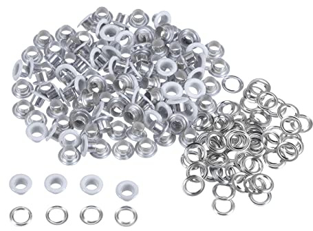 sourcing map 100 Ensembles Œillets en Métal de 4.5mm ID avec Rondelles, Œillets en Fer pour Chaussures, Vêtements, Ceintures, Étiquettes, Sacs, Tissus, Cuir, Projets Diy, Accessoires, Blanc