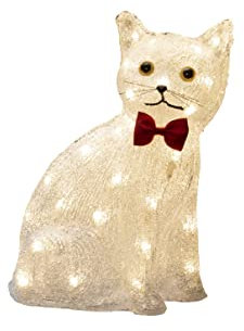 Konstsmide LED Acryl Katze, sitzend, 40 warm weiße Dioden, 24V, Außen (IP44), 3,6W, weißes Kabel - 6259-103