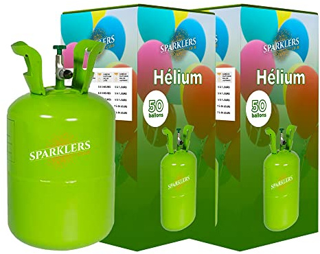 SPARKLERS CLUB® - 2 bottiglie a gas elio per 50 palloncini gonfiabili, x2 caramelle da 0,42 m3, grande bottiglia usa e getta, gonfia 100 palloncini per compleanni, matrimoni e feste, consegna 24 ore