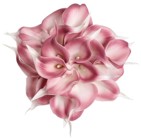 IPOPU Pink Fake Calla Lily Flowers 24PCS Real Touch Pink Calla Lily Faux Flowers Arrangement for Home Party Wedding Bouquet Centerpieces Flower Home Decoration (Pink)