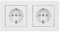 Panasonic Karre Plus 55 Komplett-Set: 2x WDTT03122WH SCHUKO Schutzkontakt-Steckdose mit erhöhtem Berührungsschutz + WDTF00022WH Abdeckrahmen 2-fach, reinweiß 55x55 mm