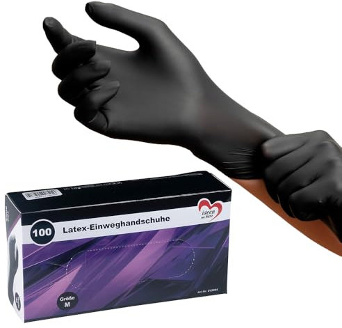 Ideen mit Herz | Gants jetables en latex | Noir | Taille M | 100 pièces