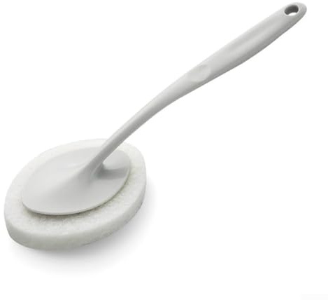 Spugna multiuso con manico lungo per la pulizia del bagno e della cucina, adatta per attività fai da te (grigio)