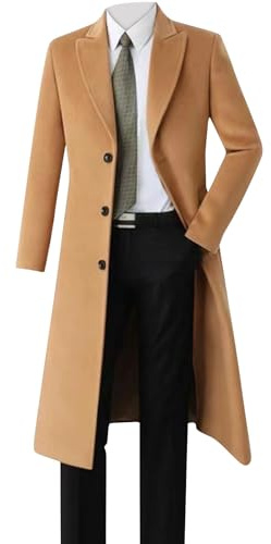 Generico Cappotto Uomo Invernale in Lana Trench Lungo Cappotti da Lavoro Slim Fit Business Trenchcoat Soft Touch Calda Invernale Coat Cappotto Lungo Doppiopetto Trench Giacca Sottile Parka