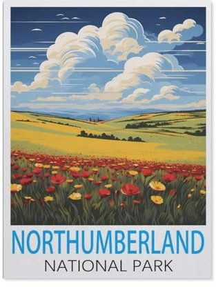 YYHMKBYY，Jigsaw Puzzle 1000 Piece，Northumberland National Park Vintage Travel Posters，Classic Puzzle DIY Kit Wood Toy Unique Gift Home Decor（75x50cm）-J20