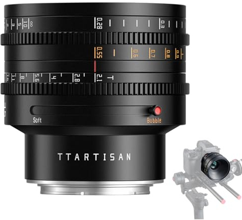 TTARTISAN Lente cine de 35 mm T2.1 de formato completo con doble efecto bokeh lente de película manual con gran apertura, 0.8 mod corona dentada, para cámaras X Mount X-A1 X-T10 X-E1 X-S10, etc.