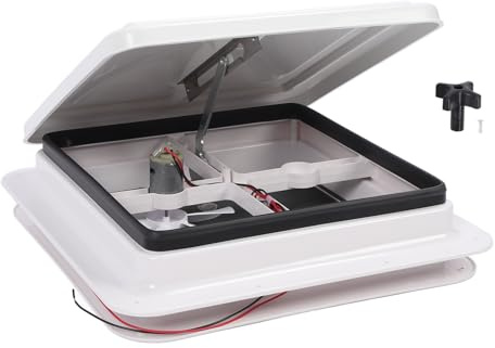 13.39 X 13.39 in RV Roof Vent with Fly Screen and Support Rod Tight Sealing, Water Resisting Motorhome Ceiling Vent Fan, Campers Roof Vent Replacement