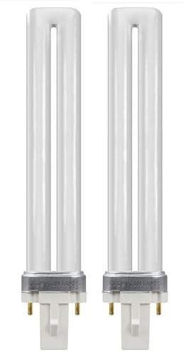 2 X LUXSA Lighting 9W Compact Fluorescent Lamp 2 Pin, G23 Cool White 4000K, 600LM, U Shape Single Rotating Tube Energy Saving Lamp, AC 220V CFL Bulb, Non-Dimmable 2 Pack