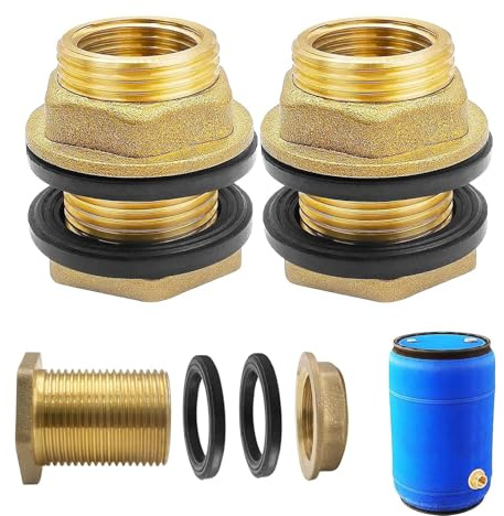 Lot de 2 raccords de réservoir avec filetage extérieur 3/4 x filetage intérieur 1/2 pour robinets, tonneaux d'eau et réservoirs d'eau