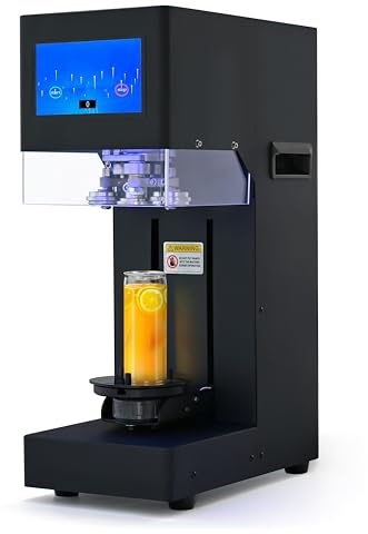 Vtsmax Commercial Automatic Soda Can Sealer Machine 55mm (2.2in) Canning Machine for Drinks, Suitable for Plastic & Aluminum Cans, Auto Height-Sensing 40-180mm, Adjustable Base 45-100mm, LED Counter