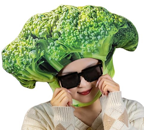 Generico Cappello di verdure dei cartoni animati - Cappello con copricapo in peluche da 17,35 pollici | Divertenti costumi di cibo per copricapo Hațs Broccoli per Carnevale e Natale