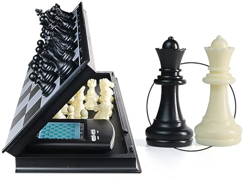Wsexyy Juego De Ajedrez Electrónico, Juego De Mesa De Ajedrez Plegable, 220 Juegos Clásicos, Configuraciones De Varios Niveles, Pantalla LCD, para Juegos Portátiles para Un Solo Jugador