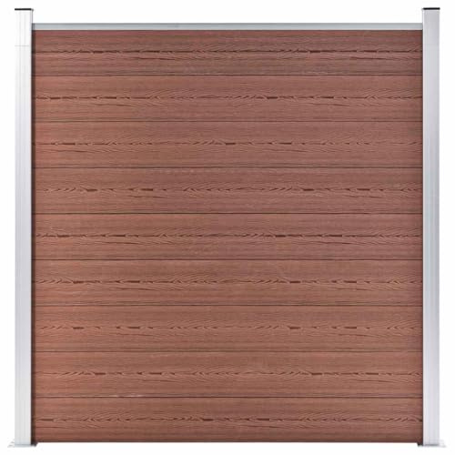 Mokuyary Clôture de jardin WPC 180 × 186 cm marron WPC avec élément de clôture biseauté Protection contre le vent Clôture à lamelles