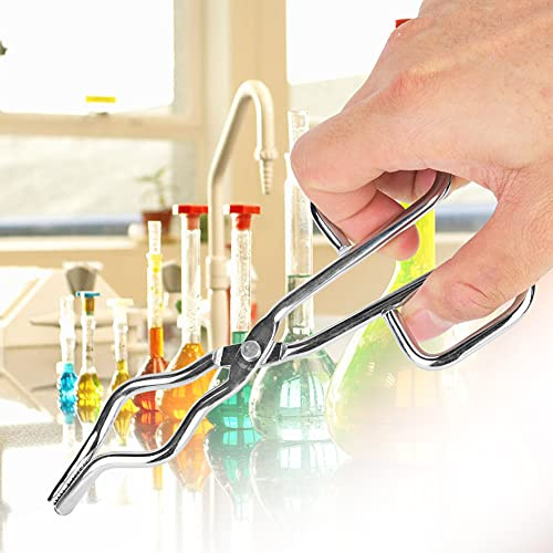 Cryfokt Degeltång, 7 Mm Kraftig Degeltång i Rostfritt Stål, Laboratoriebägarehållare med Flygplansnit för Laboratoriekemiexperimenthantering (200 mm)