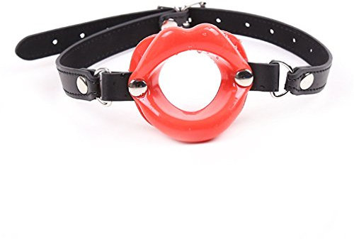 Shawa Knebel Mundknebel Fetisch SM Ballknebel Einstellbar Gezwungen Mund Offen Silikon Leder Bondage Flirten Sexpielzeug (Rot)