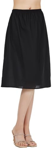 BEAUTELICATE Women's Half Slip 100% Cotton Vintage Underskirt, 24 Inch Length, Black, Size S Fits UK(8 - 10)