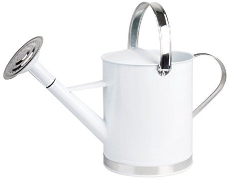 Esschert Design Gießkanne, Wasserkanne mit 2 Griffen in weiß, 4,7 Liter, ca. 44 cm x 19 cm x 26 cm