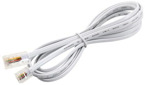 sourcing map 1.7m Telephone RJ11 to RJ45 Connector Adapter Cable Cord for Modems ASDL, High Speed Internet Plug 6P4C to 8P4C Transfer for Landline Phone, Fax, Plastic White 1Pcs