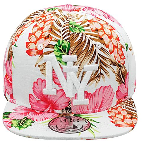 New Boy Girl NY New York süße Unisex Schwester Bruder Kindercap Hai Tiger Adler Prince Kinder Cap Snapback und Mütze 50-58cm Kopfumfang (One Size, NY-Flower-Pink-Weiß)