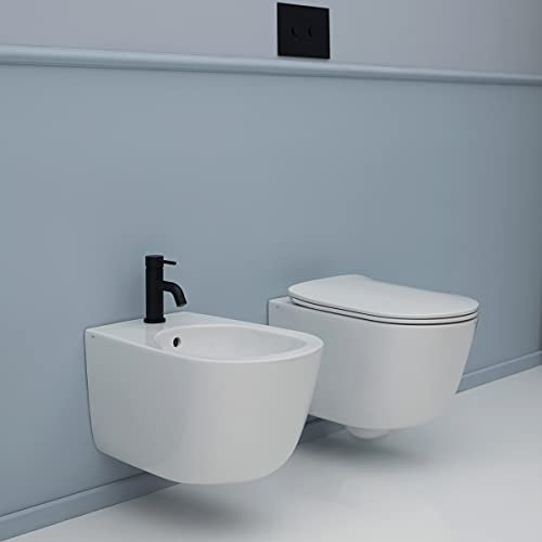 Yellowshop - Kit sanitari vaso rimless e bidet sospesi completo di coprivaso Soft-close marca AXA serie Eva Made in Italy
