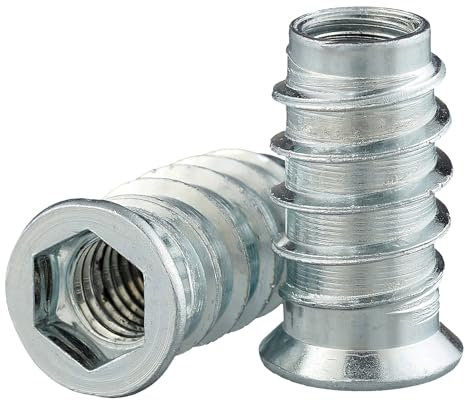 Manchon composite avec six pans creux et large ceinture en acier galvanisé, écrou à visser, manchon fileté, insert en bois (10 pièces, M8 x 24 mm)