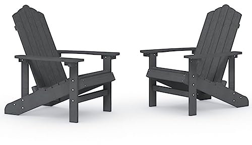 vidaXL 2X Adirondack Gartenstuhl Gartenmöbel Gartensessel Stuhl Terrassenstuhl Balkonstuhl Stühle Gartenstühle Sitzgarnitur HDPE Anthrazit