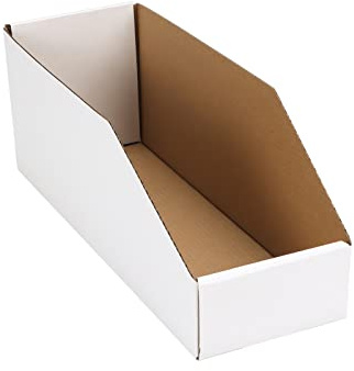 EXYGLO Cardboard Boxes, Pack of 35 Corrugated Storage Bins 12x4x4.5inch Pantry Organizer Bins for Shelves Garage Office Organization