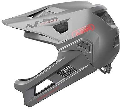 ABUS MTB helmet YouDrop FF - full-face helmet for kids and teens - for entry-level mountain biking - with removable chin guard - silver, size S