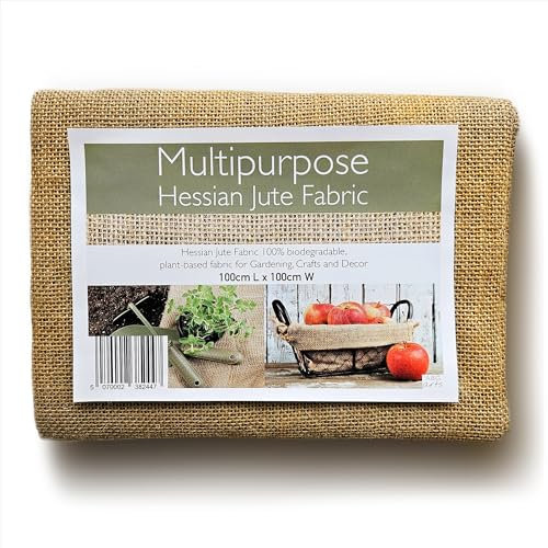 Tissu en toile de jute multifonction 100 % biodégradable à base de plantes pour jardinage, décoration d'intérieur rustique, pergola, clôture, travaux manuels (1 m)