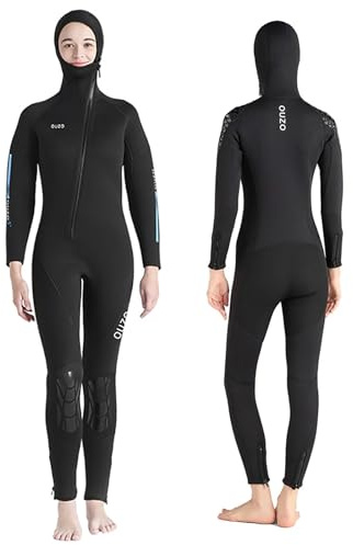 LEIDIMUS Traje De Neopreno De 5Mm para Mujeres Y Hombres, con Cremallera Frontal, Capucha Integrada, Ideal para Pesca Submarina, Snorkel, Surf, Piragüismo Y Buce
