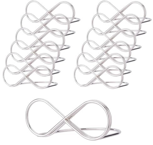 LightBeacon 12 Stück Tischkartenhalter, Menükartenhalter, Metall Hochzeit Tischkartenhalter, Tischnummern Hochzeit, Kartenhalter Hochzeit, für Party Hochzeit Restaurant(Silber)