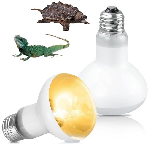 YANGUN Reptile Heat Lamp 100W, 2 Pack E27 Heat Bulb for Reptiles, Daylight Basking Spot Bulbs, Tortoise Heat Lamp Bulbs, Reptile HeatingBulb for Tortoise, Amphibian, Chicks, Puppies,Lizard,Snakes (A)