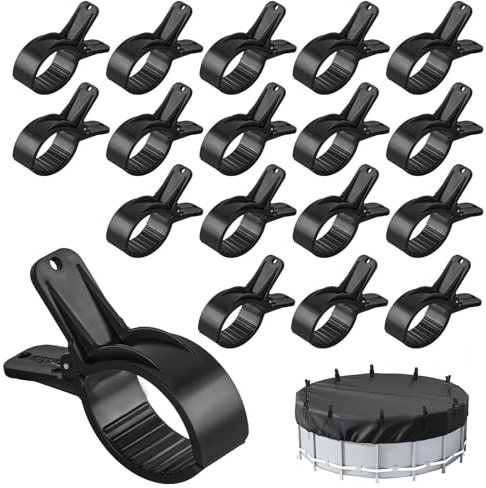 Lot de 18 serre-joints pour couverture de piscine, pinces à grande envergure, pince à ressort avec forte force de serrage pour couverture de piscine, bâche de protection, accessoires de piscine